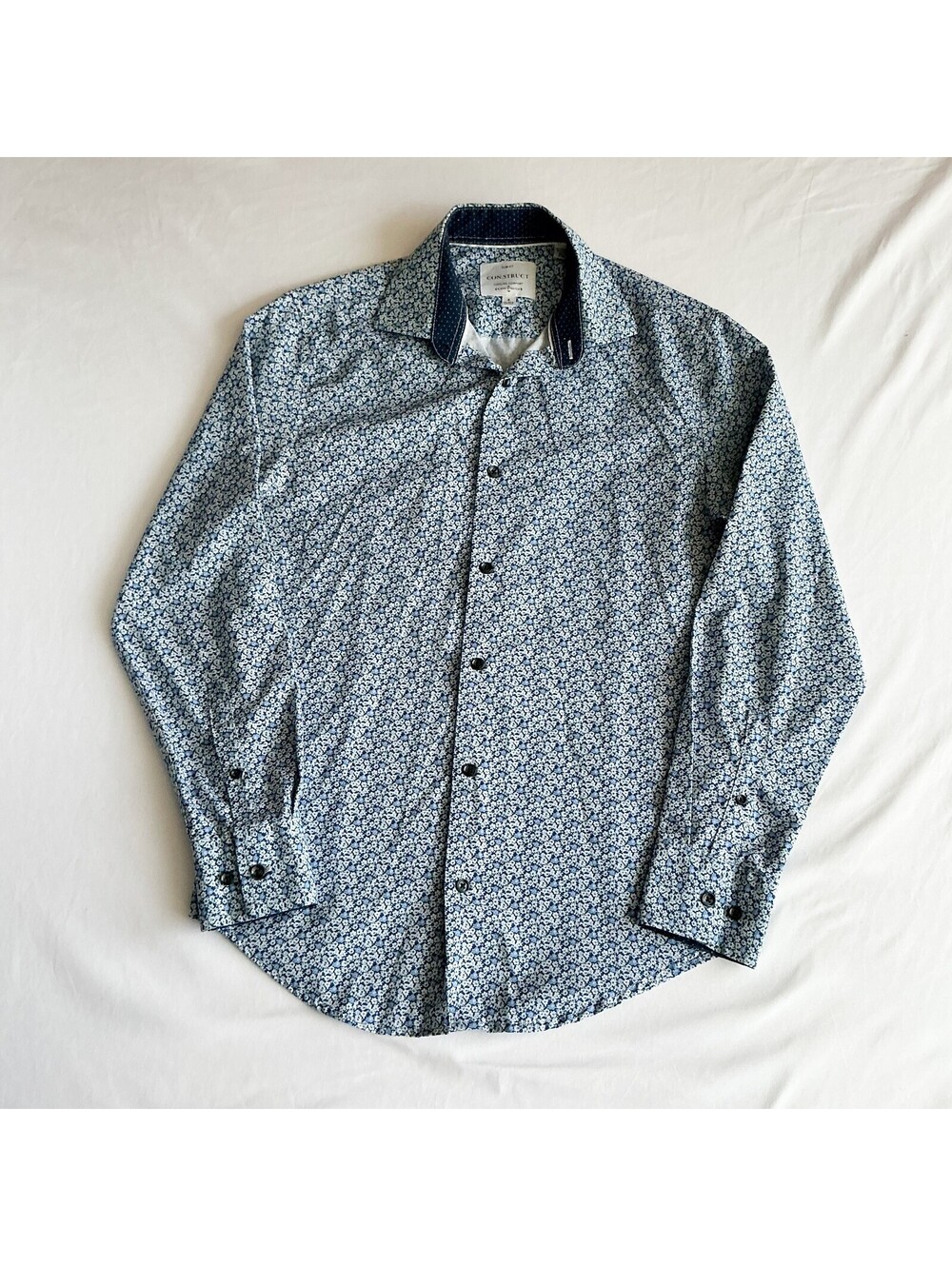CON.STRUCT Slim Fit Cooling Comfort Floral Print Business Shirt Size S *altered